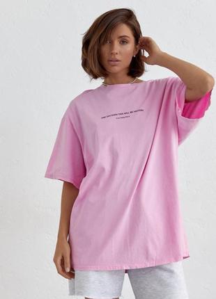 Удлиненная футболка оверсайз в технике тай-дай розовый2 фото