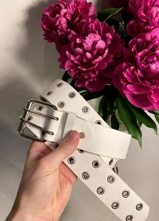 Ремень с люверсом женский 4см эко кожа, ремень из эко кожи, ремень на две дырки, ремень с металлическими дирочками 3