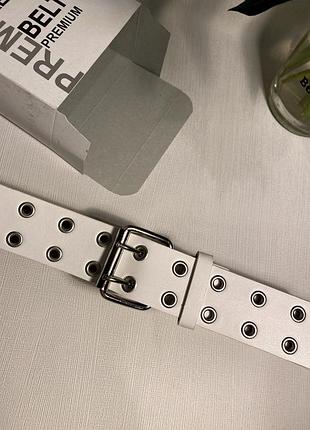 Ремень с люверсом женский 4см эко кожа, ремень из эко кожи, ремень на две дырки, ремень с металлическими дирочками 7