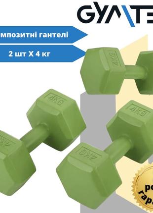 Набор гантелей композитных gymtek 2х4 кг зеленый