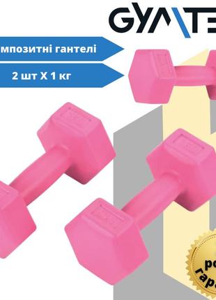 Набор гантелей композитных gymtek 2х1 кг розовый