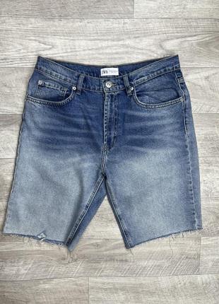Zara denim шорты eur 40 размер mex 30 джинсовые голубые оригинал
