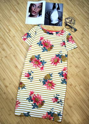 Joules 💐коттоновое трикотажное платье в полоску с цветами uk 14