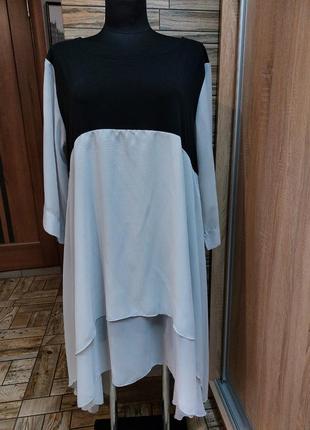 Цікава сукня(плаття)musthave, оверсайз з шифону та трикотажу1 фото