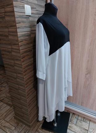 Интересное платье оверсайз от musthave из шифона и трикотажа2 фото