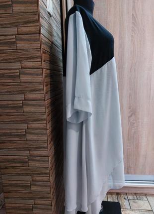Цікава сукня(плаття)musthave, оверсайз з шифону та трикотажу4 фото
