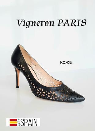 Vigneron paris (испания) кожаные туфли лодочки с перфорацией1 фото