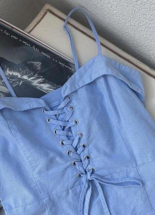 Котонове блакитне плаття amisu💙з красивою зав’язкою на грудях, яка регулюється🌿3 фото