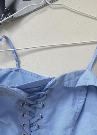 Коттоновое голубое платье amisu💙с красивой завязкой на груди, которая регулируется🌿6 фото