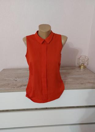 Блузка красная, рубашка без рукавов на пуговицы1 фото
