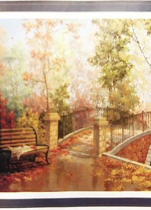 Алмазна мозаїка вишивка осінній пейзаж золота картина осені симфонія фарб вальс природи 5d 60х50 см1 фото