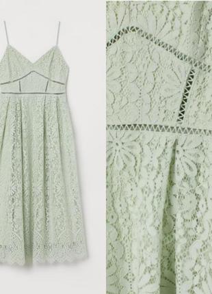 Кружевное платье на тонких бретелях мятного цвета h&m , xl, 175/100 cm2 фото