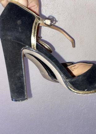 Женские черные босоножки искусственная замша, босоножки на каблуке6 фото