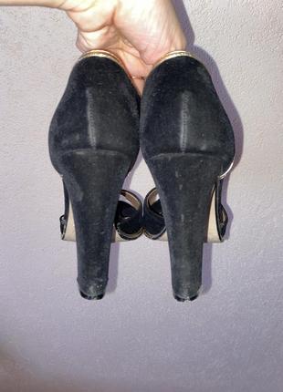 Женские черные босоножки искусственная замша, босоножки на каблуке9 фото