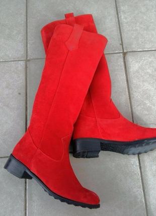Сапоги из натуральной кожи( замши красной) от производителя