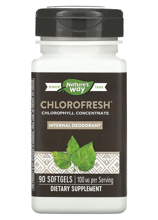 Nature's way, chlorofresh, концентрированный хлорофилл, 90 мягких таблеток