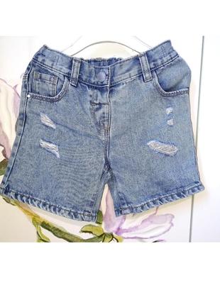 Крутые модные джинсовые шорты светлые со рванкой next некст для девочки 3-4 года рост 1041 фото