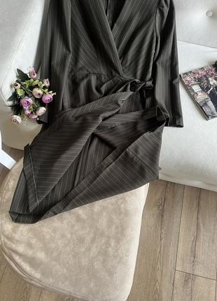 Елегантна класична сукня імітація запаху в смужку trendyol4 фото