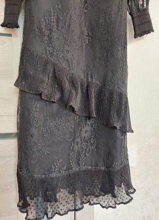 Шикарное  черное кружевное платье миди river island ( размер 10)9 фото