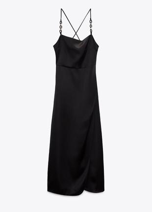 Длинное черное платье с разрезом от zara размеры: xs, s, m6 фото