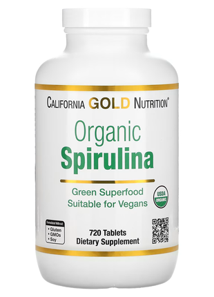 California gold nutrition, органическая спирулина, сертифицированная  сша, 500 мг, 720 таблеток