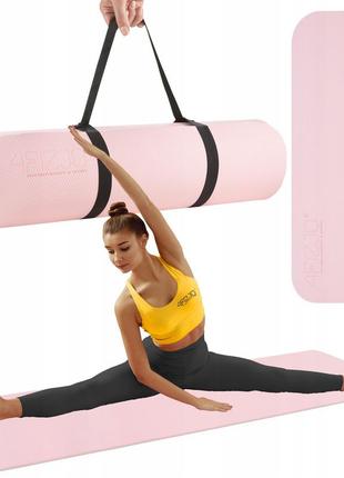 Килимок (мат) для йоги та фітнесу 4fizjo tpe 1 см 4fj0200 pink/grey poland1 фото