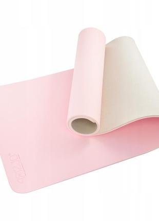 Килимок (мат) для йоги та фітнесу 4fizjo tpe 1 см 4fj0200 pink/grey poland3 фото