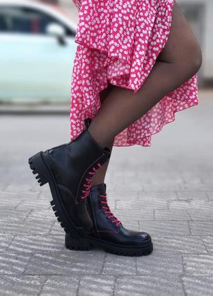 🔥ботинки женские balenciaga black tractor side-zip boots