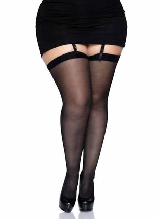 Leg avenue sheer backseam stockings + plus si black1 фото