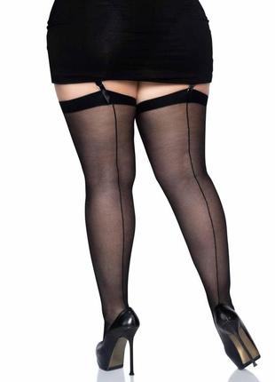 Leg avenue sheer backseam stockings + plus si black2 фото