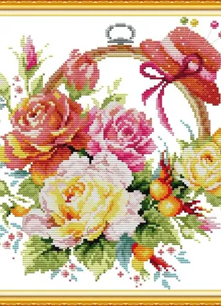 Набір для вишивки хрестиком  з нанесеним малюнком joy sunday троянди