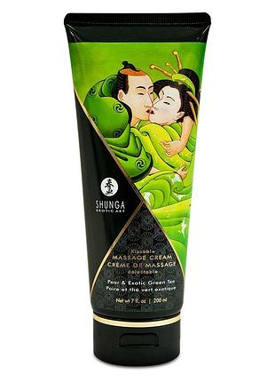 Съедобный массажный крем shunga kissable massage cream - pear & exotic green tea (200 мл)