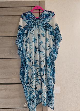 Пляжное платье из воздушной ткани с пуговицами спереди и высокими разрезами по бокам h&m (размер оверсайс)7 фото