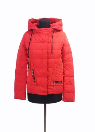 Женская куртка демисезонная meajiateer. красный цвет. укороченная2 фото
