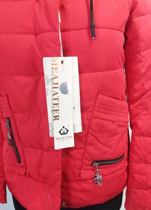 Женская куртка демисезонная meajiateer. красный цвет. укороченная6 фото