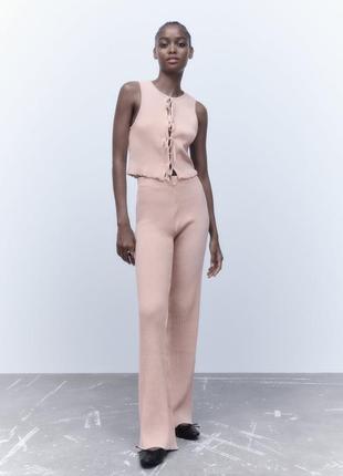 Новые брюки (лосины, клеш) в рубчик zara l