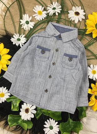 Синя смугаста сорочка на 6-9 міс