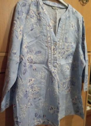 Блуза з тонкого льону з бавовною в етностичному стилі