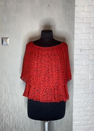 Блузка в складочку блуза пліссе у горошок zara , l