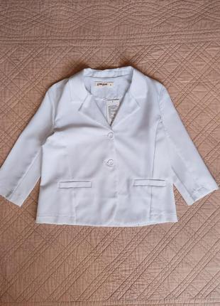 Летний белий пиджак жакет с укороченным рукавом1 фото