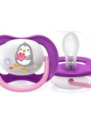 Пустышка philips avent ultra air animal для девочек 6-18 мес (scf080/08)