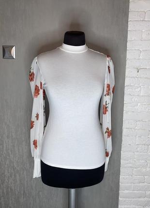 Трикотажна блуза блузка водолазка з об’ємними рукавами new look , xl 50р