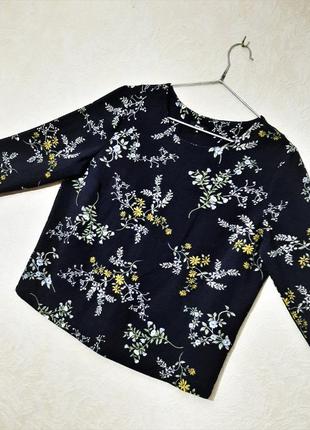 Opus брендовая блуза синяя с рукавами на спинке встречная складка на все сезоны женская р44 46