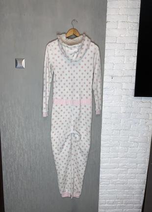 Плюшевое кигуруми цельная пижама с утепленным капюшоном в принт звездочки eamara, xs2 фото