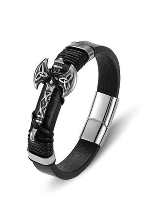 Браслет кожаный винтажный type z "топор викинга" 21 см