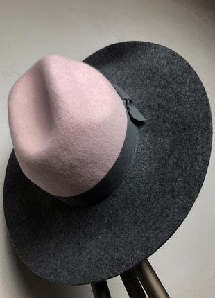 Капелюх бренду naf-naf з широкими м‘якими полями вовняний капелюх вовна федора8 фото