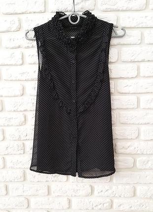 Шифоновая блуза в горошек