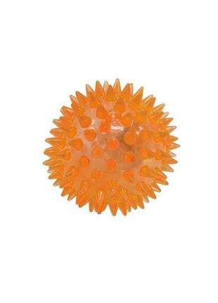 Мяч массажный ms 1137-1 6,5 см, пищалка,световые эффекты (оранжевый)1 фото