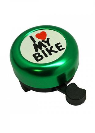 Звонок dn bl-005 i love my bike, зеленый (bl-005-green)