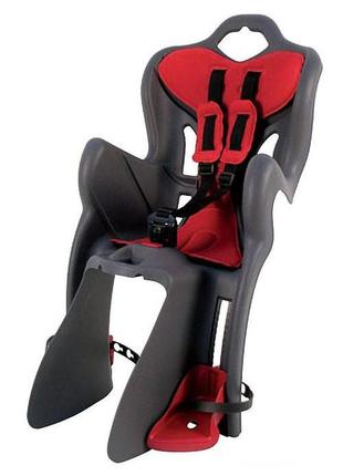 Сидіння задн. bellelli b1 сlamp (на багажник) до 22 кг, сіре з червоною підкладкою1 фото